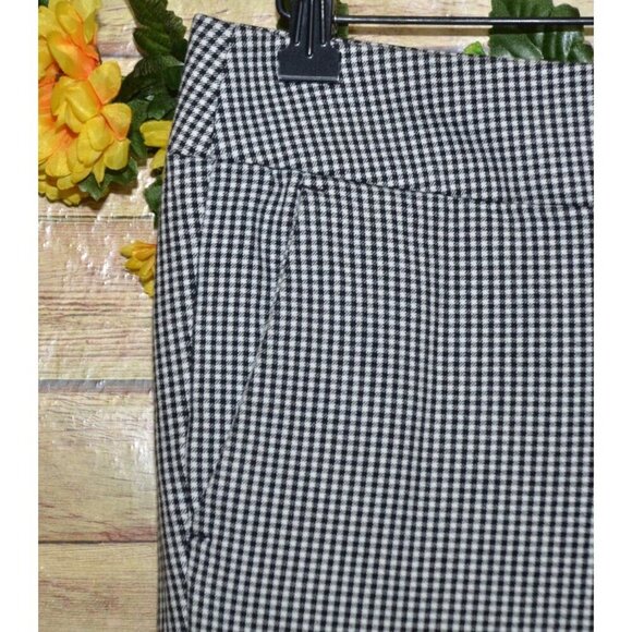 LOFT Black & White Gingham Ankle Pants Trousers Size 6 Pockets Career Stretch - Picture 3 of 10